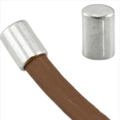 DQ metaal eindkap tube vorm voor 2mm leer antiek zilver