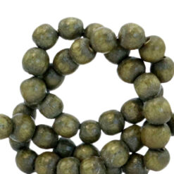 Houten kralen rond 6mm Olive green