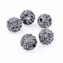 Shamballa kralen antraciet zilver 8mm