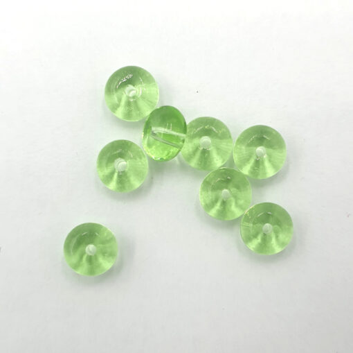 Glaskralen licht groen rondell 6x3mm