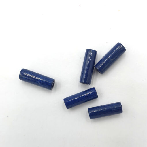 Houten kralen buis 12x4mm blauw