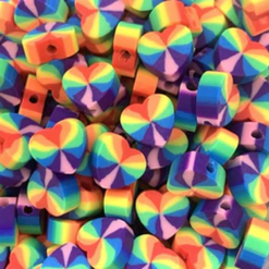 Fimo kraal regenboog hart 10mm