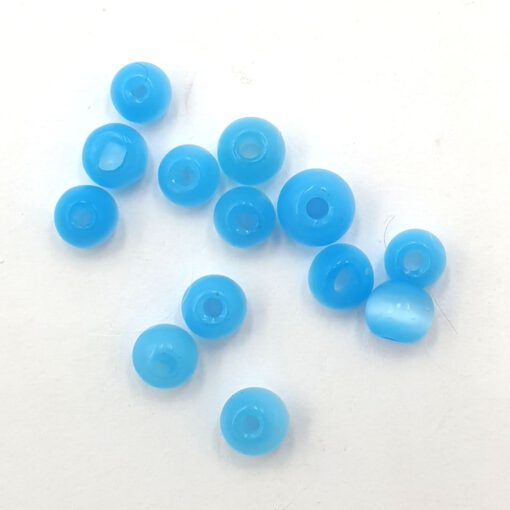 Glaskralen rond 4mm cateye aqua blauw