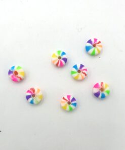 Polymeer kralen rondellen 6mm regenboog wit