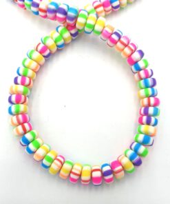 Polymeer kralen rondellen 6mm regenboog wit