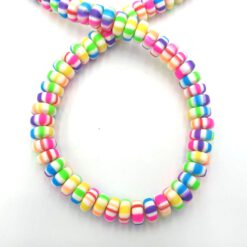 Polymeer kralen rondellen 6mm regenboog wit