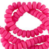 Polymeer kralen rondellen 6mm neon pink