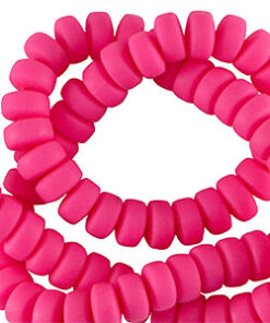 Polymeer kralen rondellen 6mm neon pink