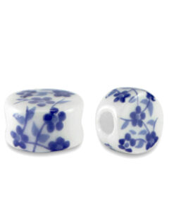 Kralen keramiek disc White-Delft blue