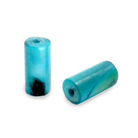 Schelp kralen tube Light petrol blue 8x4mm