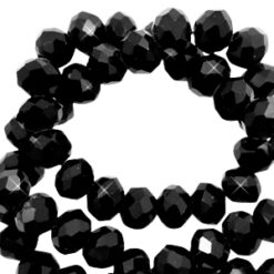 Top Facet kralen 4x3 mm disc Jet black-pearl shine coating
