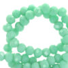 Top Facet kralen 6x4 mm disc Bleached aquamarine green-pearl shine coating