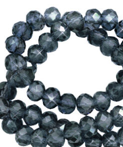 Top Facet kralen 6x4 mm disc Midnight blue-pearl shine coating