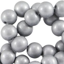 Glaskraal rond 6mm opaque metallic steel grey