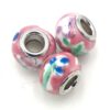 Keramiek kralen roze met bloem (geschikt voor Pandora armband)