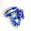 Keramiek kralen blauw wit 28x12mm