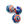 Keramiek kralen wit met blauw, rood en groen design 12mm