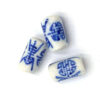 Keramiek kralen blauw wit buis 10x5mm