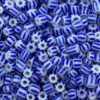 Glaskralen Rocailles 6/0 (4mm) Blauw wit gestreept (5gr)