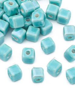 Keramiek kralen cube 5mm aqua