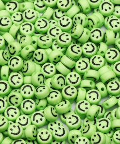 Acryl kralen smiley groen 7mm