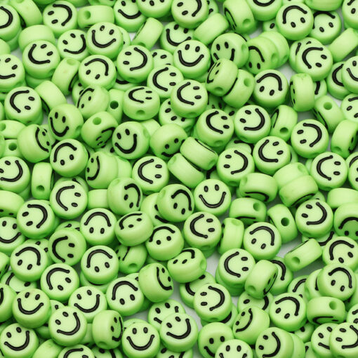 Acryl kralen smiley groen 7mm