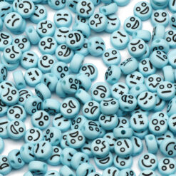 Acryl kralen smiley mix blauw 7mm (5 stuks)