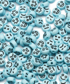 Acryl kralen smiley mix blauw 7mm (5 stuks)