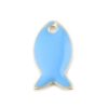 Metalen bedel visje 7x14mm blauw