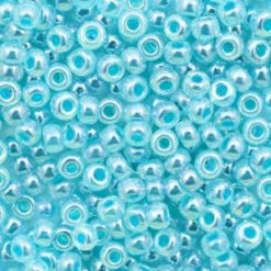 Glaskralen Rocailles 8/0 (3mm) Parelmoer aqua (10gr)