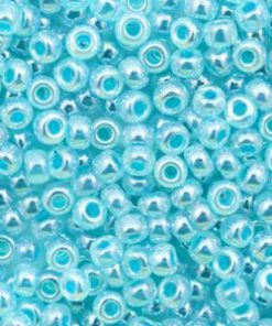 Glaskralen Rocailles 8/0 (3mm) Parelmoer aqua (10gr)