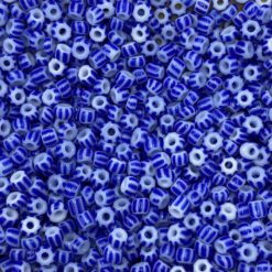 Glaskralen Rocailles 6/0 (3mm) Blauw wit gestreept
