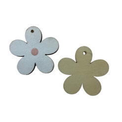 Houten bedel Bloem 5cm wit
