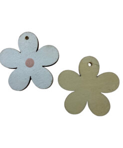Houten bedel Bloem 5cm wit
