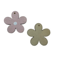Houten bedel Bloem 5cm licht roze