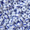 Glaskralen Rocailles 6/0 (4mm) Blauw wit gestreept