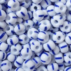 Glaskralen Rocailles 6/0 (4mm) Blauw wit gestreept