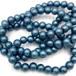 8mm glaskralen opaque mosaic blue metalic