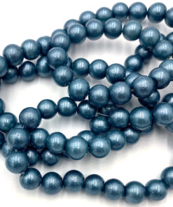 8mm glaskralen opaque mosaic blue metalic