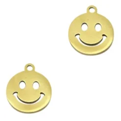 Bedel smiley RVS goud 8x6mm
