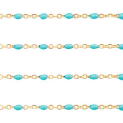 RVS jasseron 1mm Turquoise blue-goud