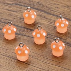 Acryl bedel paddestoel oranje 10x12mm