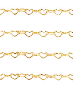Roestvrij stalen (RVS) Stainless steel onderdelen jasseron hartjes schakels Goud (10cm)
