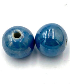 Keramiek kralen 15mm Jeans blauw met glans