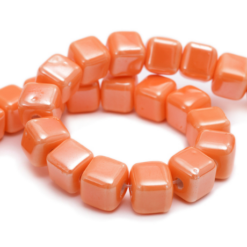 Keramiek kralen cube 5mm Neon oranje