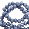 Top Facet kralen 6x4 mm disc Light denim blue-pearl shine coating