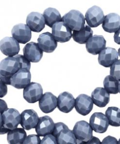 Top Facet kralen 6x4 mm disc Light denim blue-pearl shine coating