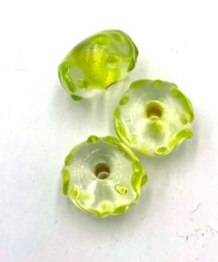 Glaskralen Italian rondel transparant barok lime groen 11x6mm