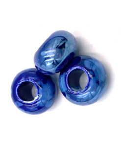 Keramiek kralen blauw gemeleerd disc 14x8mm