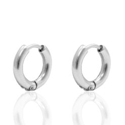 Roestvrij stalen (RVS) Stainless steel oorbellen creolen 12mm (Ø7mm) Zilver